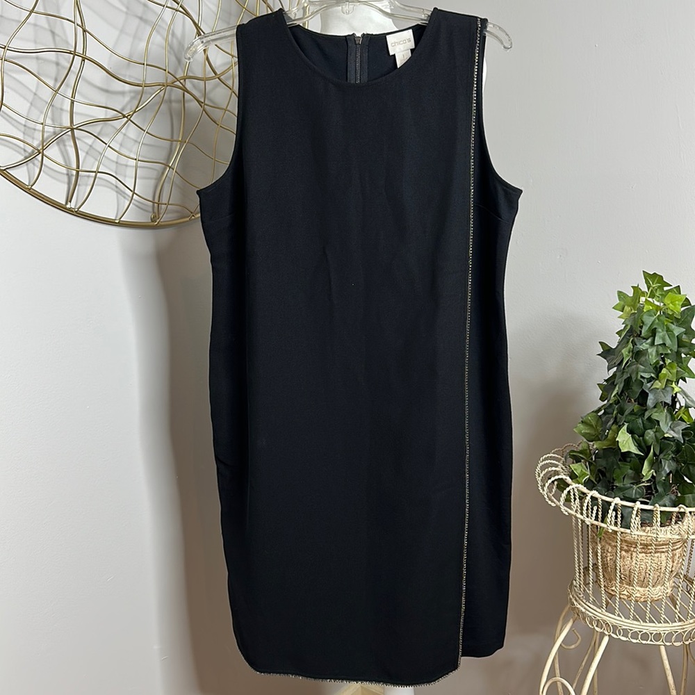 🆕NWT Chicos Rhinestone black Formal Sheath Dtess, S